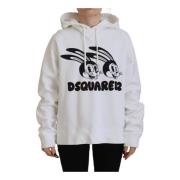 Dsquared2 Djurmönster Huva Tröja Vit Bomull White, Dam