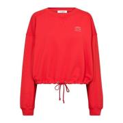 Co'Couture Crop Tie Sweatshirt 37018 66-Flame Red, Dam