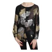 Dsquared2 Silk Jacquard Genomskinlig Blus Multicolor, Dam