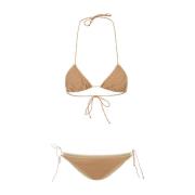 Oseree Guld Lurex Triangel Bikini Beige, Dam