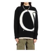 Off White Maxi Logo Stickad Crewneck Sweater Black, Herr