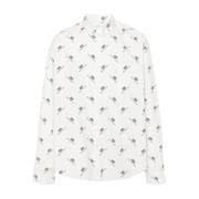 Balenciaga Vit BB Print Button-Down Skjorta White, Herr