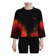 Dsquared2 Svart Tie Dye Casual Crew Neck Top Black, Dam