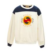 Gucci Bomull Crewneck Interlocking Sweater White, Herr