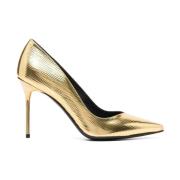 Balmain Guld Stängda Höga Klackar Pumps Yellow, Dam