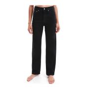 Calvin Klein Modern avslappnad passform hög midja jeans Black, Dam
