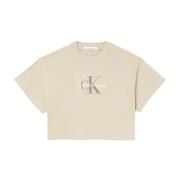 Calvin Klein Sommarstil T-shirt Beige, Dam