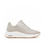 Skechers Sportig Läder Sneaker med Arch Support Beige, Dam