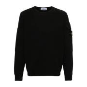 Stone Island Svart Bomull Jersey Tröja Black, Herr