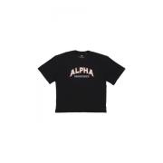 Alpha Industries College Tee Svart Streetwear Black, Herr