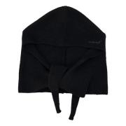 Ganni Svart Ull Balaclava Ribbstickad Mössa Black, Dam