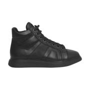 Cerruti 1881 Svart Läder High-Top Sneakers Logo Black, Dam