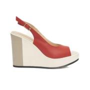 Cerruti 1881 Röd Läderkil Sandal med Spänne Red, Dam