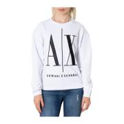 Armani Exchange Vit Print Sweatshirt Vår/Sommar Kvinnor White, Dam