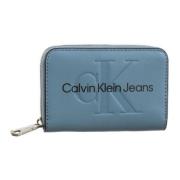 Calvin Klein Jeans Blå tryckt damplånbok med dragkedja Blue, Dam