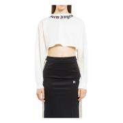 Palm Angels Logo Cropped Tee LS Off White White, Dam