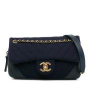 Chanel Vintage Pre-owned Bomull crossbodyvskor Blue, Dam