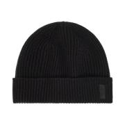 Giorgio Armani Kashmirbeanie med logotyp Black, Herr