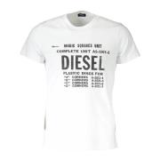 Diesel Tryckt Crew Neck T-shirt Män White, Herr