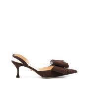 Mach & Mach Mörkbrun Kitten Heel Slingback Skor Brown, Dam