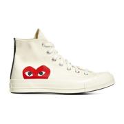 Comme des Garçons Play Högtop Sneakers Vit Röd Hjärta White, Dam