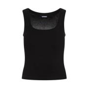 Jacquemus Svart Bomullstättsittande T-shirt Black, Dam
