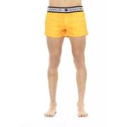 Bikkembergs Lyxiga Orange Swimshorts med Brandingband Yellow, Herr