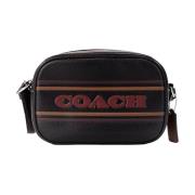 Coach Jamie Mini Svart Logo Stripe Kamera Crossbody Väska Black, Dam