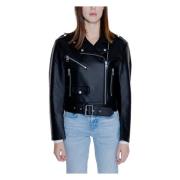 Calvin Klein Jeans Faux Leather Jacka Dam Kollektion Black, Dam