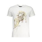 Cavalli Class Tryck Logo Rund Hals T-shirt White, Herr