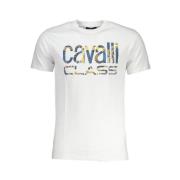 Cavalli Class Tryck Logo Rund Hals T-shirt White, Herr