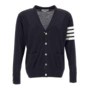 Thom Browne Navy Blue V-Neck Cardigan Sweater Blue, Herr