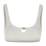 Diesel Ribbed Bralette Vit Sten Tvättad White, Dam