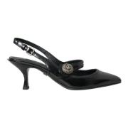 Dolce & Gabbana Svart Läder Smyckade Slingback Skor Black, Dam