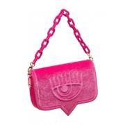 Chiara Ferragni Collection Velvet Big Logo Kedja Axelväska Pink, Dam