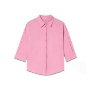 Oltre Bomullspoplin skjorta med 3/4 ärmar Pink, Dam