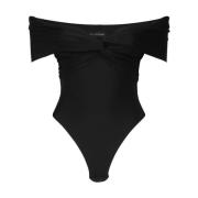 Andamane Svart Crossover Bodysuit Bardot Stil Black, Dam
