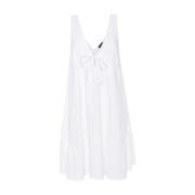 Emporio Armani Vit Linneblandning Broderad Logoklänning White, Dam