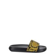 Versace Barocktryck Slide Sandaler Black, Herr