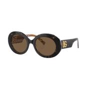 Dolce & Gabbana Stiliga solglasögon i Havana Brown Brown, Dam