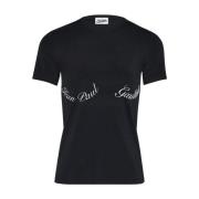 Jean Paul Gaultier Svart Logotyp T-shirt Crew Neck Black, Dam