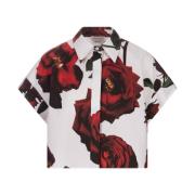 Alexander McQueen Tudor Rose Print Short Shirt Multicolor, Dam