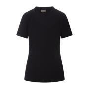 Alexander McQueen Svart Slim Fit T-shirt med Seal Logo Black, Dam