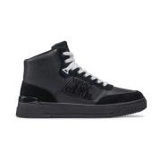 Versace Jeans Couture Svarta Läder High Top Sneakers Black, Herr