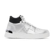 Versace Jeans Couture Silver Patentläder High Top Sneakers Gray, Herr