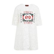 Gucci Blomma Spets Topp Off White Mix White, Dam