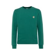 Maison Kitsuné Bomulls sweatshirt med logopatch Green, Herr