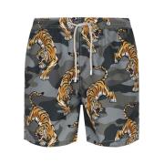 MC2 Saint Barth Tiger Print Badshorts Multigrey Multicolor, Herr