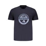Napapijri Tryck Logo Ekologisk Bomull T-shirt Blue, Herr