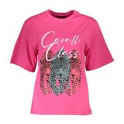 Cavalli Class Slim Fit Logo Print T-Shirt Pink, Dam